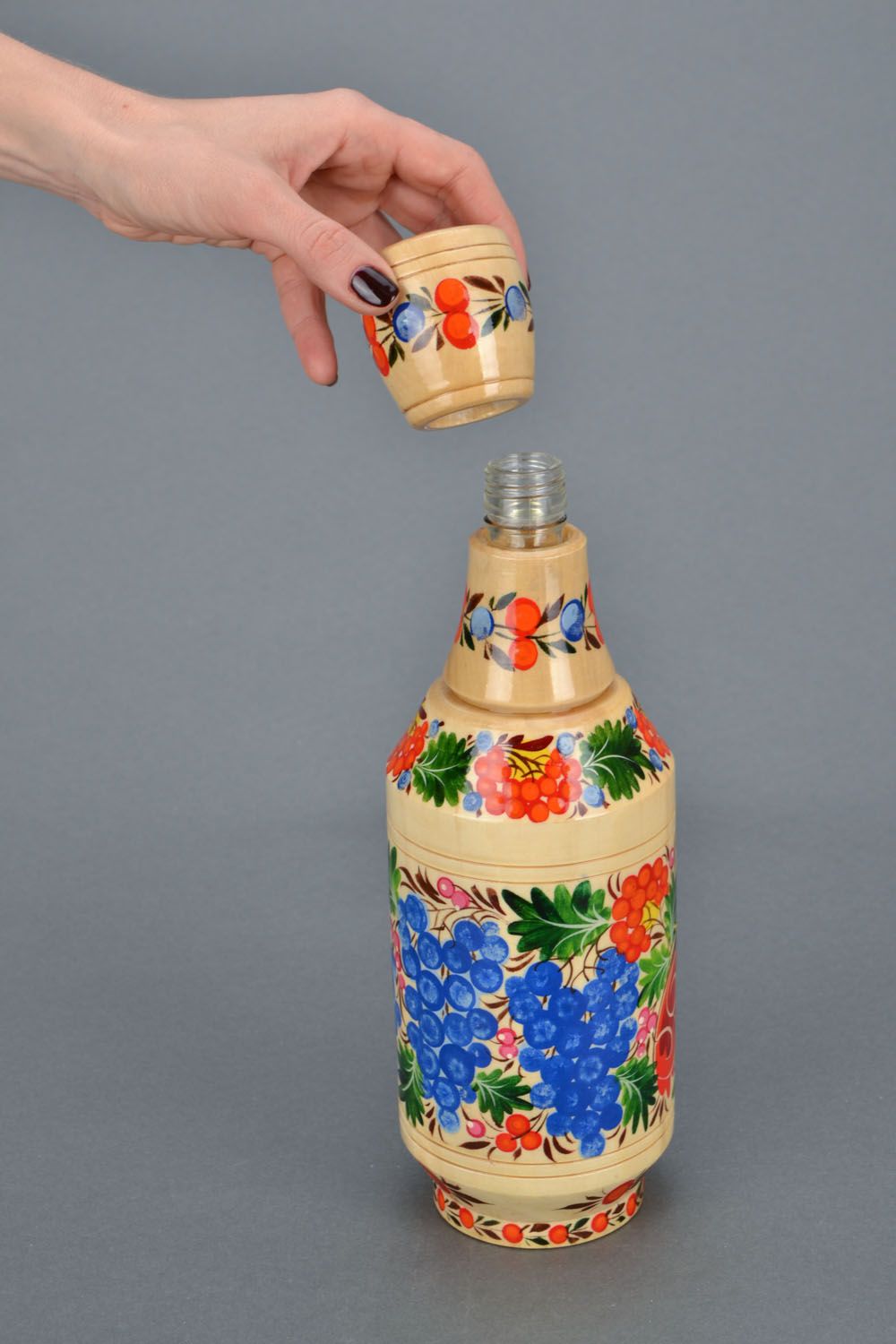Decorative bottle with Petrikov painting photo 2