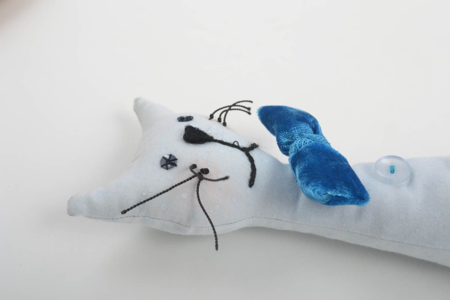 Игрушка кот ручной работы детская игрушка голубая мягкая игрушка из ткани фото 2