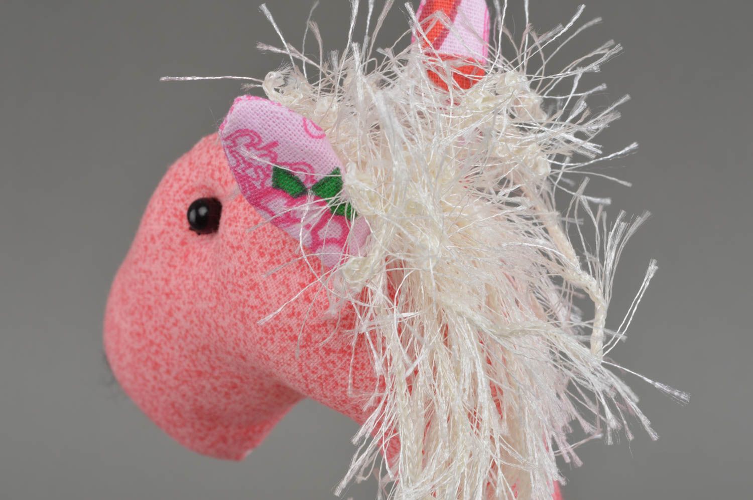 Мягкая игрушка лошадка розовая ручной работы авторская красивая детская фото 4