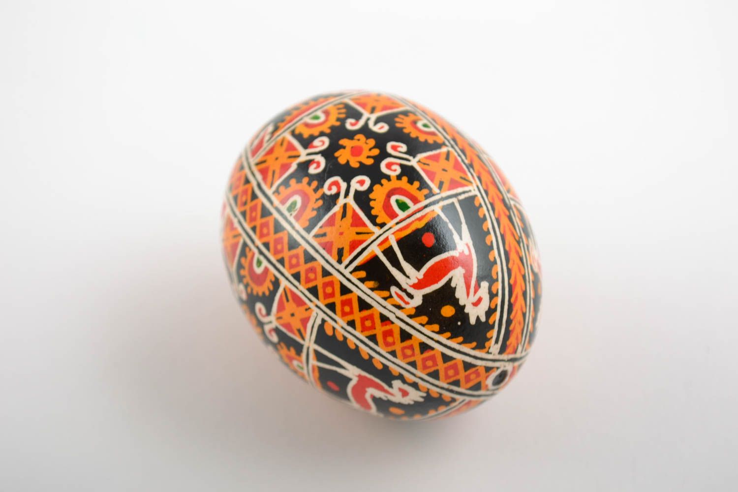 Bright colorful handmade hollow chicken egg painted with acrylics for Easter photo 3