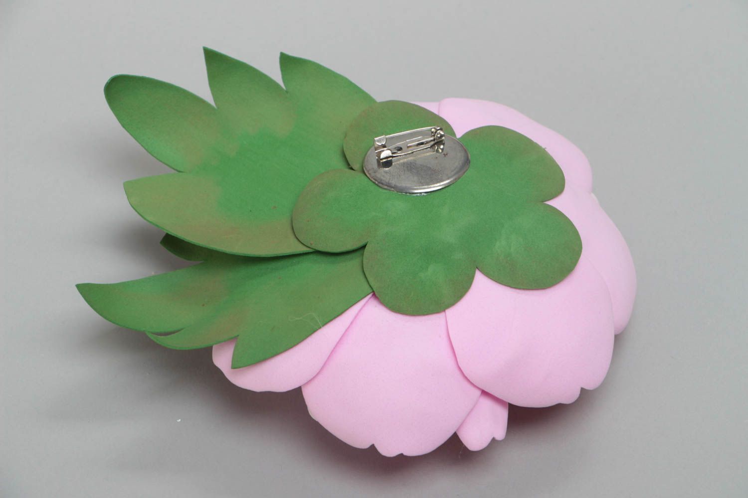 Handmade design pink foamiran flower brooch textile accessories photo 4