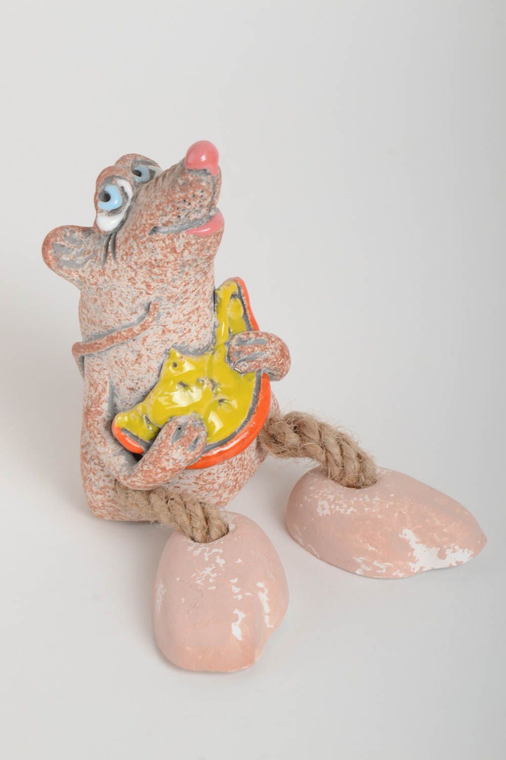 Handmade Keramik Spardose Geschenk für Kinder Haus Deko aus Ton Maus mit Käse foto 2