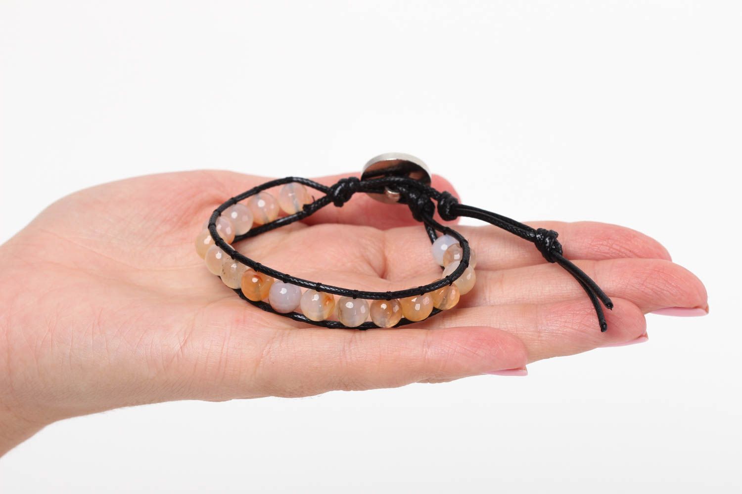 Bracelet en agate Bijou fait main tressé design élégant Cadeau pour femme photo 5