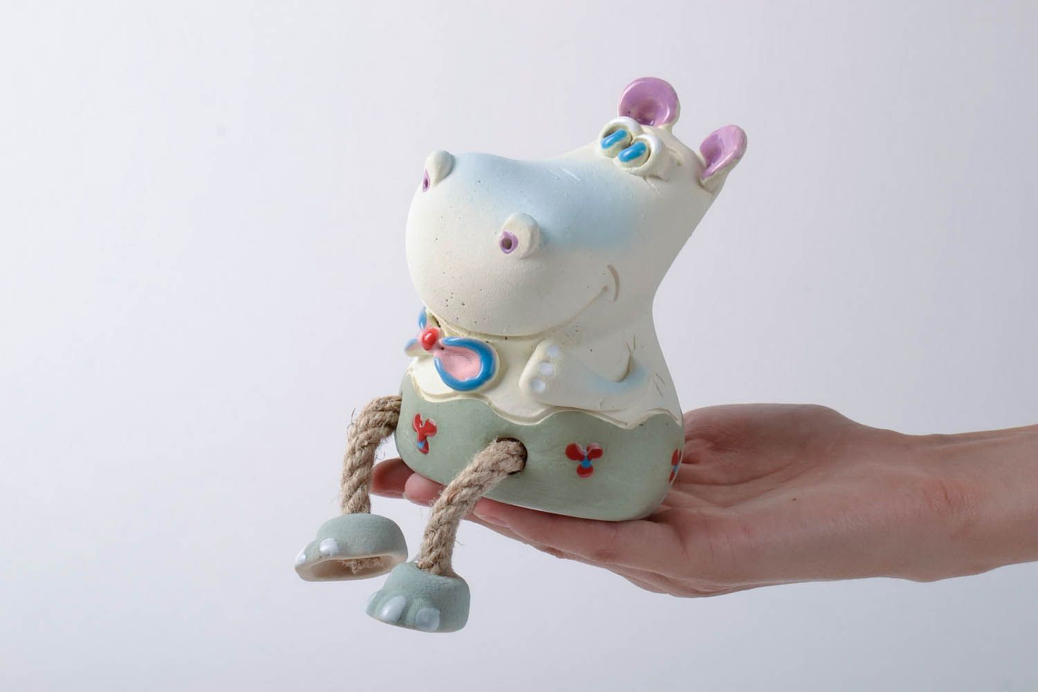 Keramische Sparbüchse handmade Hippo foto 5