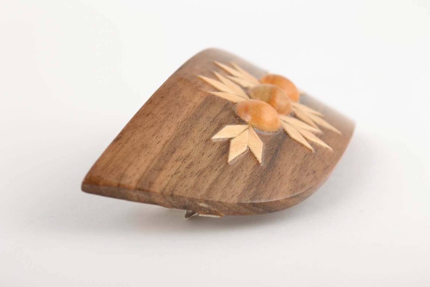 Eco head jewelry accessories Unusual handmade designer wooden barrette photo 4