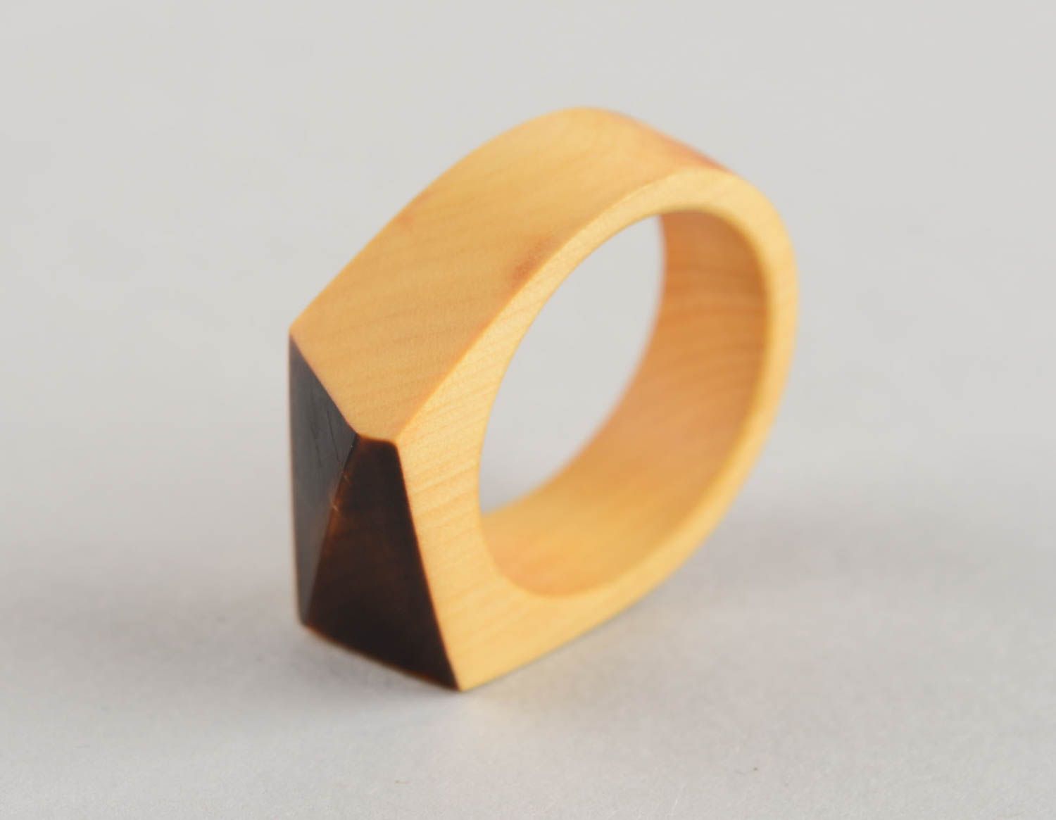 Designer beautiful bright unusual wooden handmade ring for stylish people photo 5