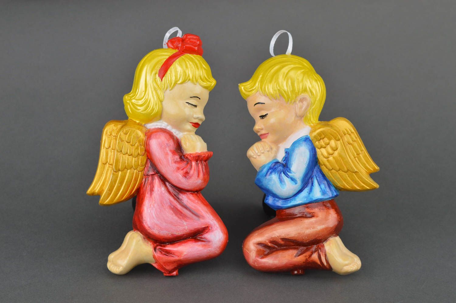 Статуэтки из гипса ручной работы гипсовые фигурки декор для дома два ангела фото 2