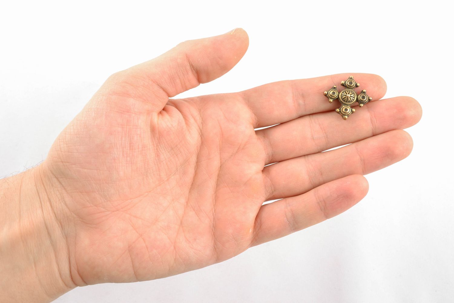 Zgard amuleto fatto a mano a forma di croce di bronza accessorio originale  foto 2