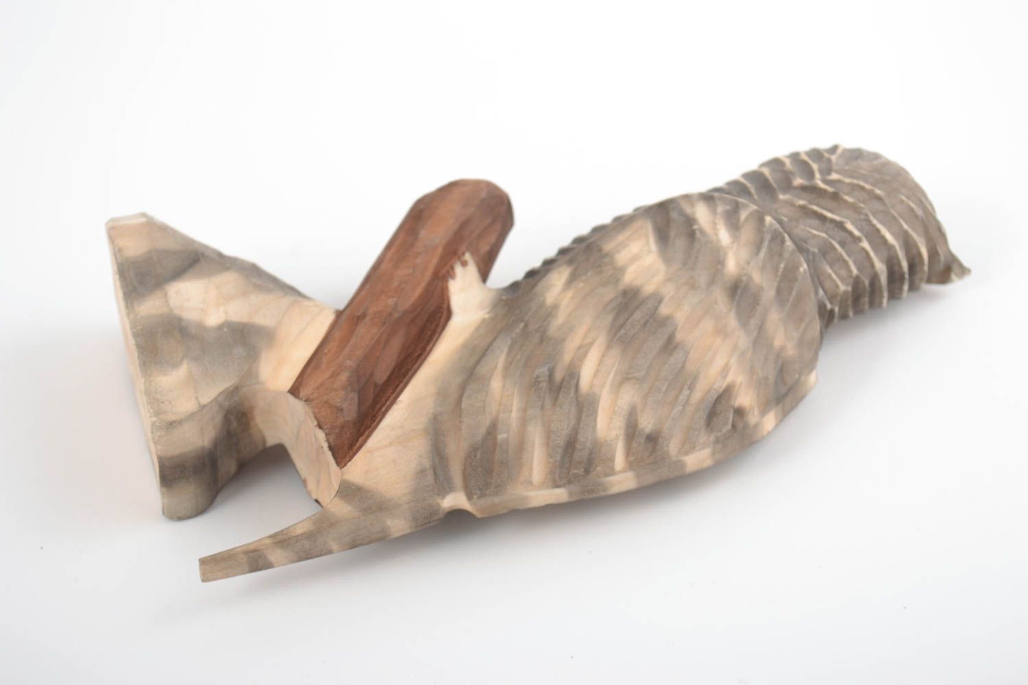 Statuette hibou en bois faite main sculptée originale décorative de collection photo 5