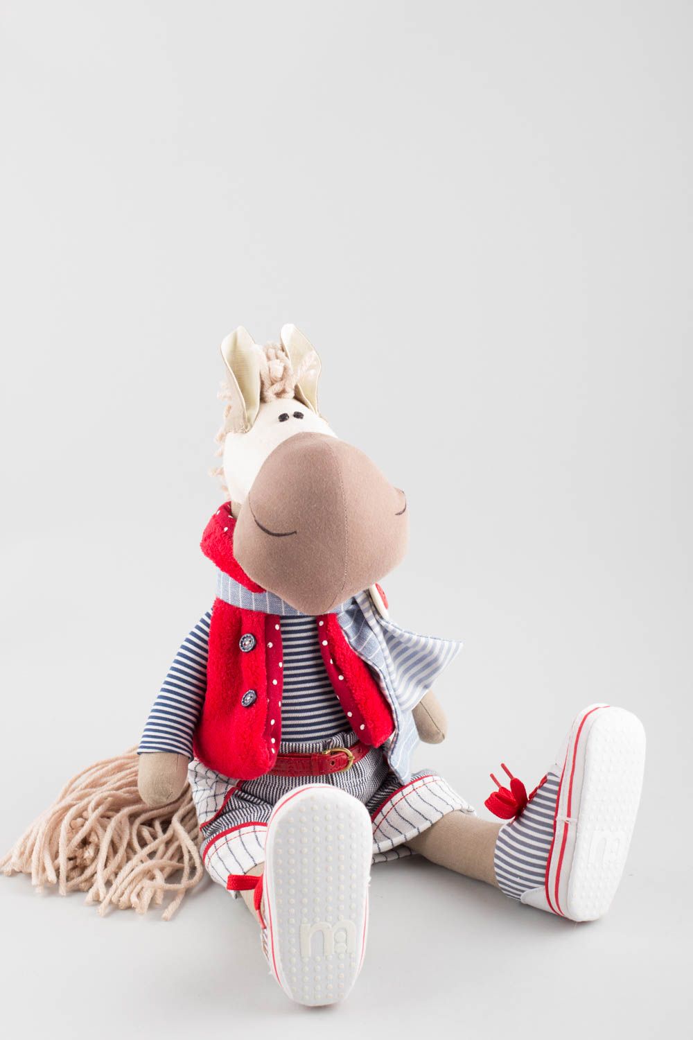 Toy sailor horse made of natural fabric handmade decorative doll for children  photo 4