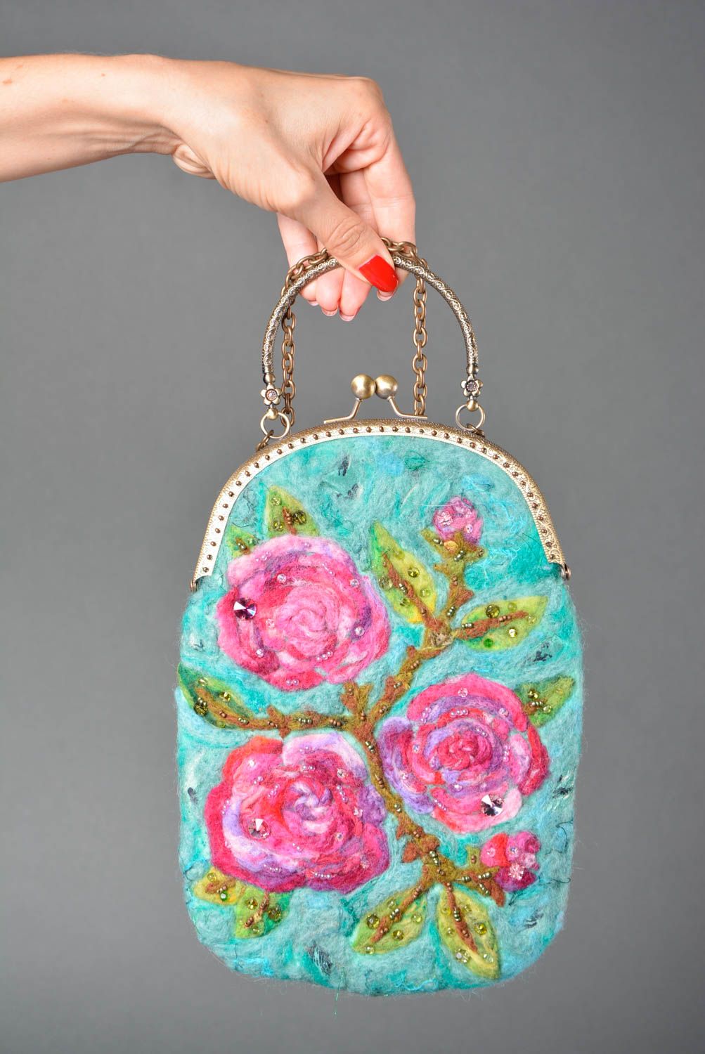 Handmade handbag unusual bag for girls felt handbag designer bag gift ideas photo 2