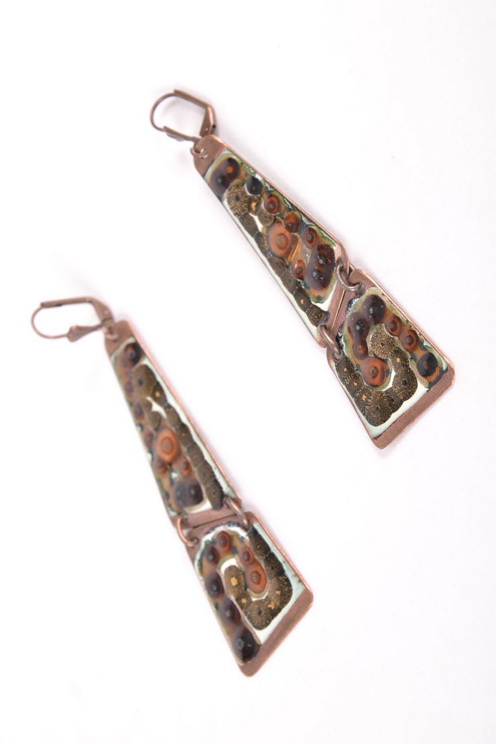 Long copper earrings photo 1