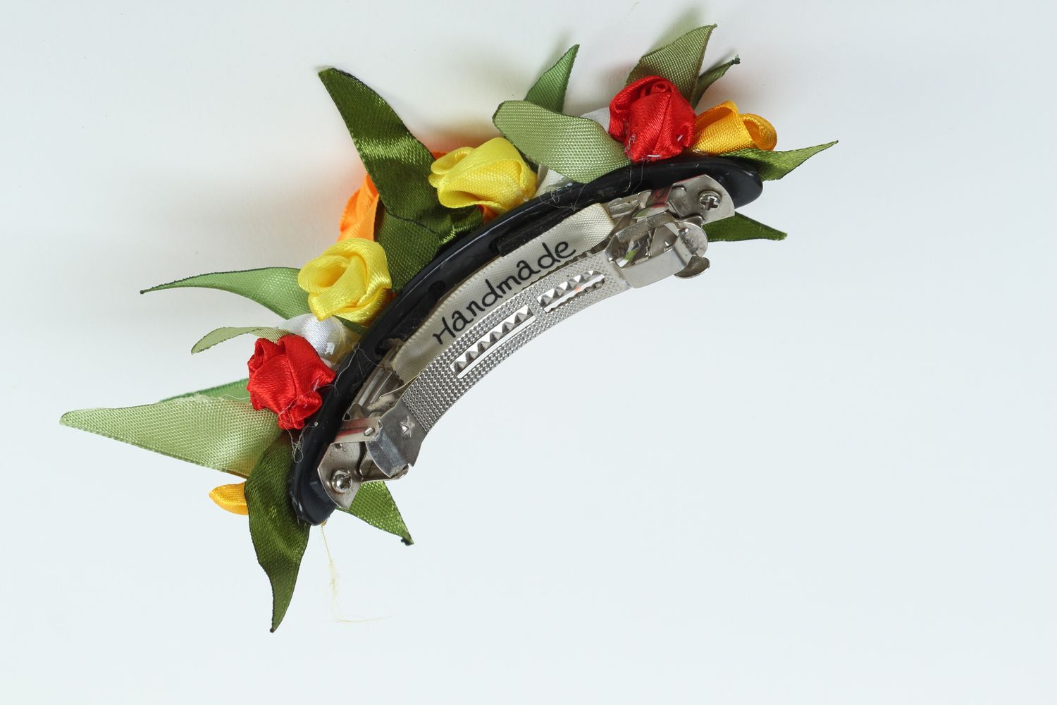 Frisur Haarspange handmade Haarschmuck Blumen Haar Accessoires aus Atlas schön foto 4