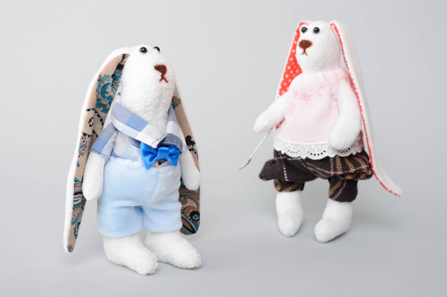 Handmade interior soft toy Rabbit in Blue photo 5