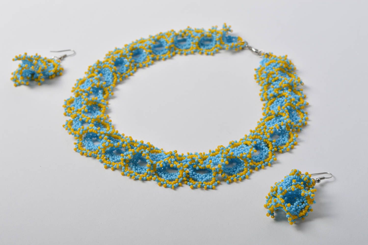 Handmade beaded necklace beaded earrings artisan jewelry designs 2 pieces photo 5