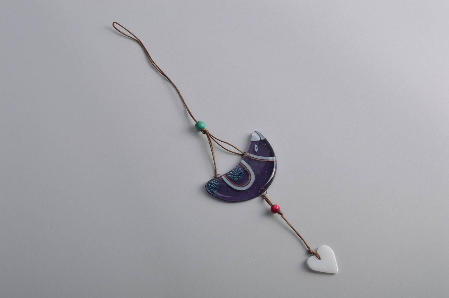 Handmade designer glass wall pendant made using the fusing technique bird photo 3