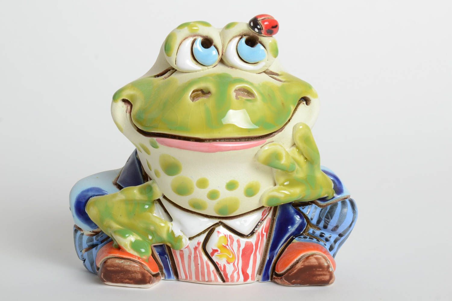 Keramik Spardose Wohzimmer Deko handmade Geschenk für Kind Deko Element Frosch foto 2