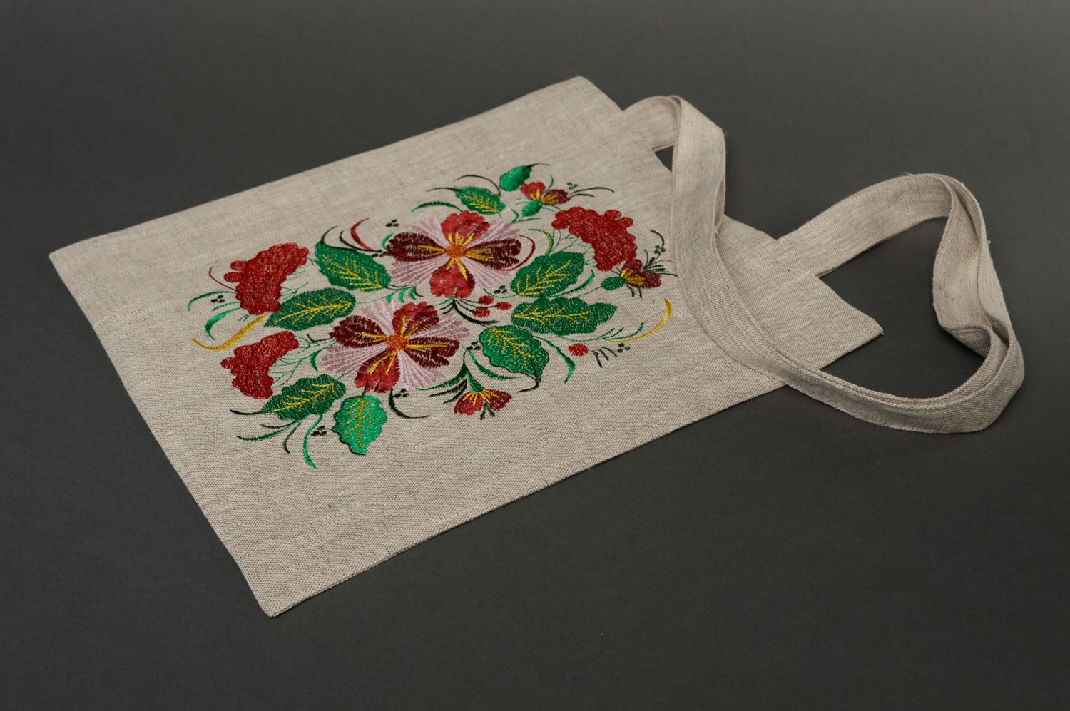 Women's fabric bag with handmade embroidery photo 5