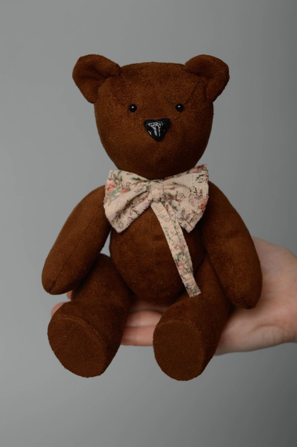 Мягкая текстильная игрушка медведь коричневый фото 3