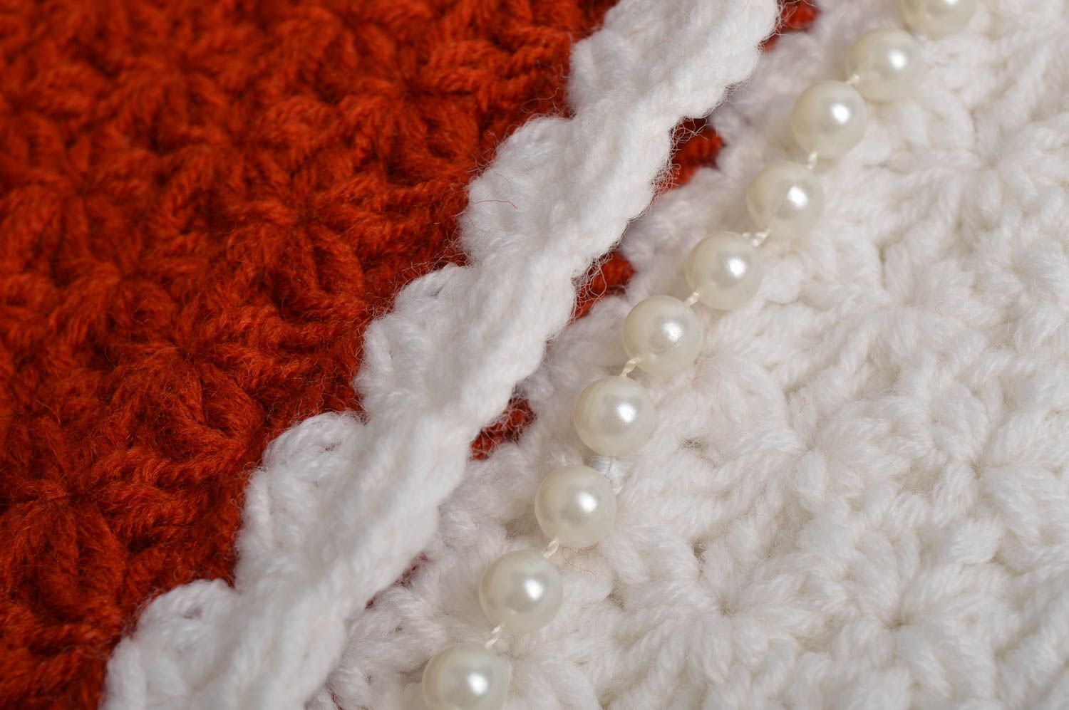 Sac à main tricoté Sac fait main Cadeau original avec perles artificielles photo 5