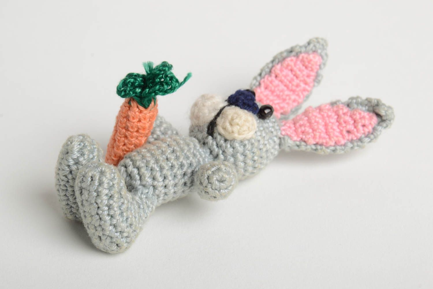 Crocheted handmade soft toy textile toy rabbit unusual present for kids photo 3