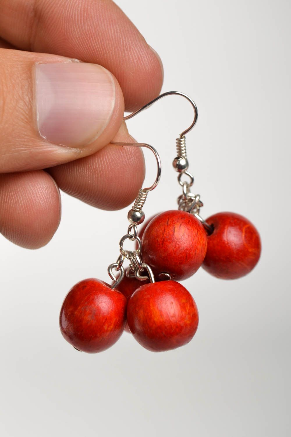 Handmade red designer earrings unusual stylish earrings beautiful accessory photo 5