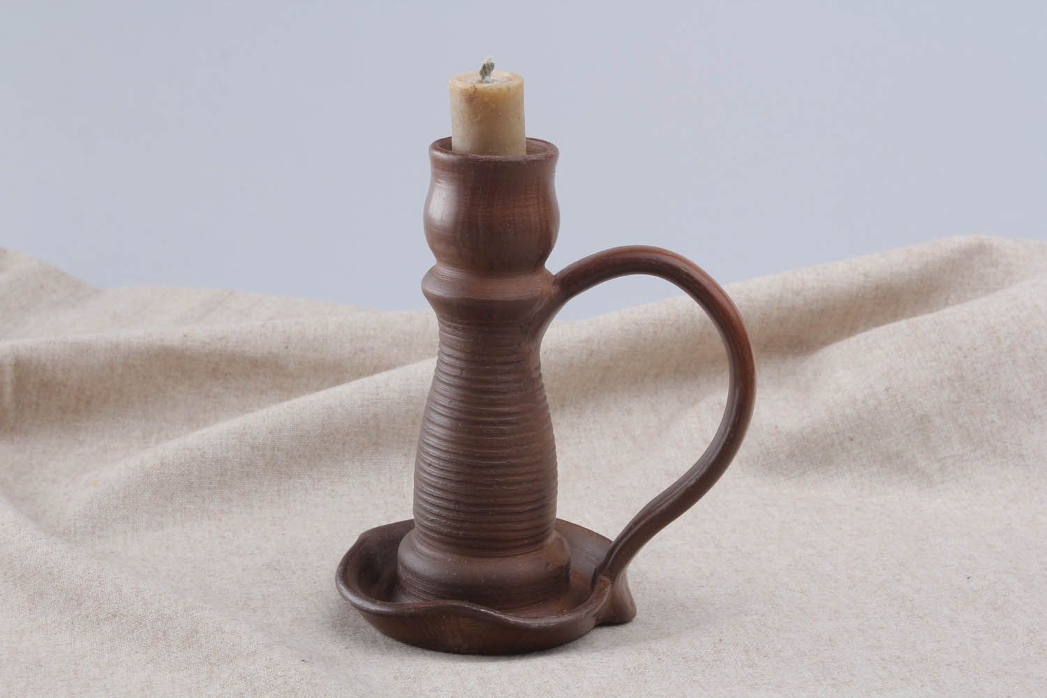 Blue clay candlestick photo 1