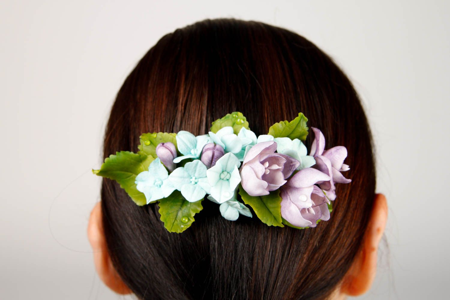 Peigne cheveux fait main Accessoire coiffure avec fleurs Cadeau femme original photo 2
