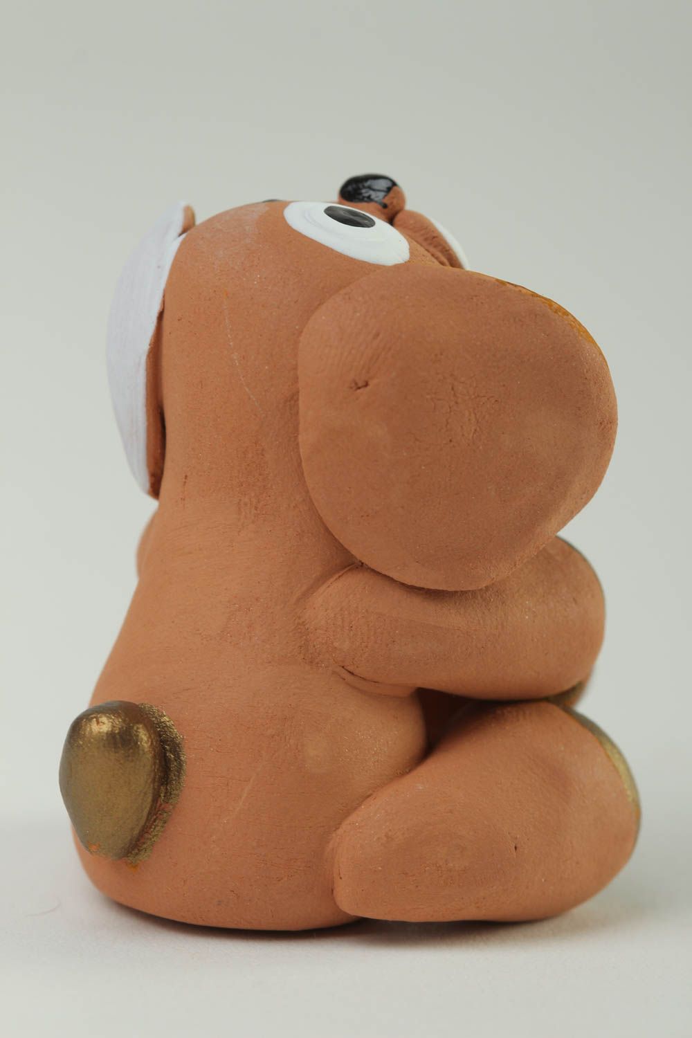 Handmade designer clay figurine unique dog statuette interior present for kids photo 4