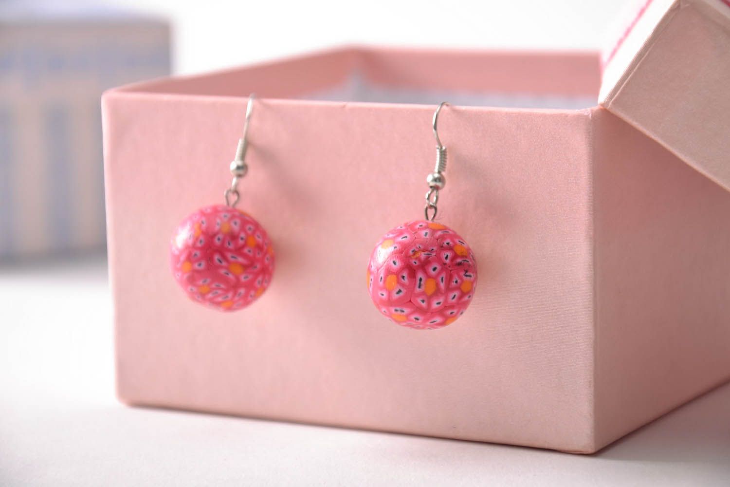 Round Pink Earrings photo 3