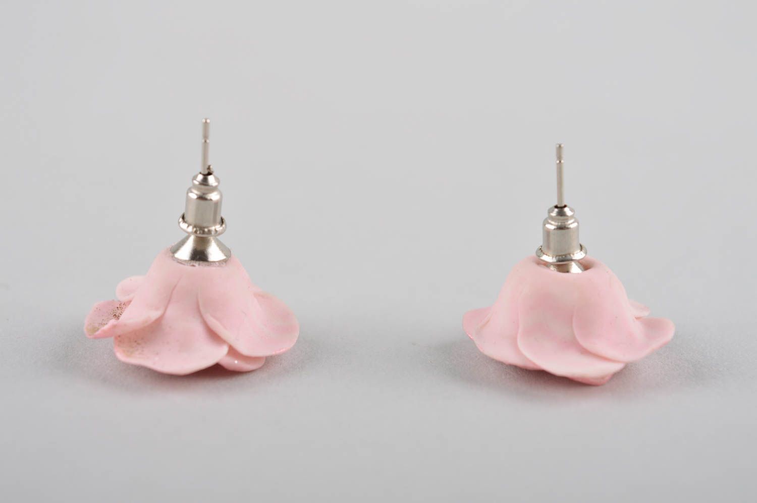 Plastic earrings roses stud earrings flower earrings made of polymer clay photo 5