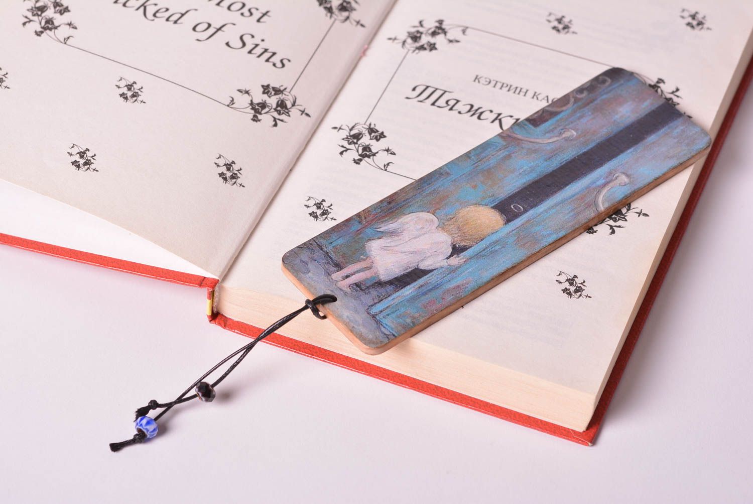 Закладка для книги подарок ручной работы из дерева закладка в книги декупаж фото 1