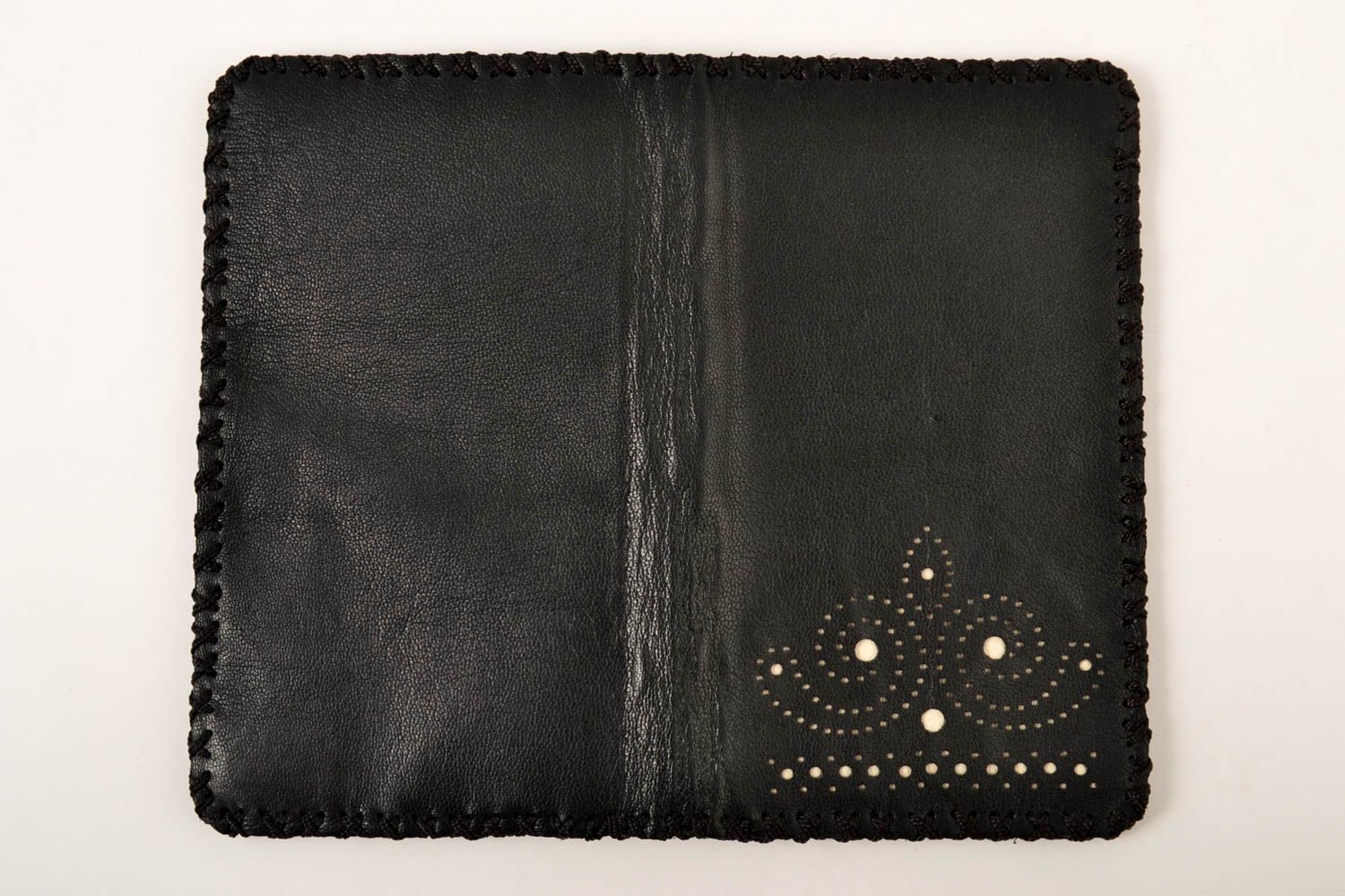 Кошелек ручной работы кожаный кошелек портмоне темное кожаный аксессуар фото 4