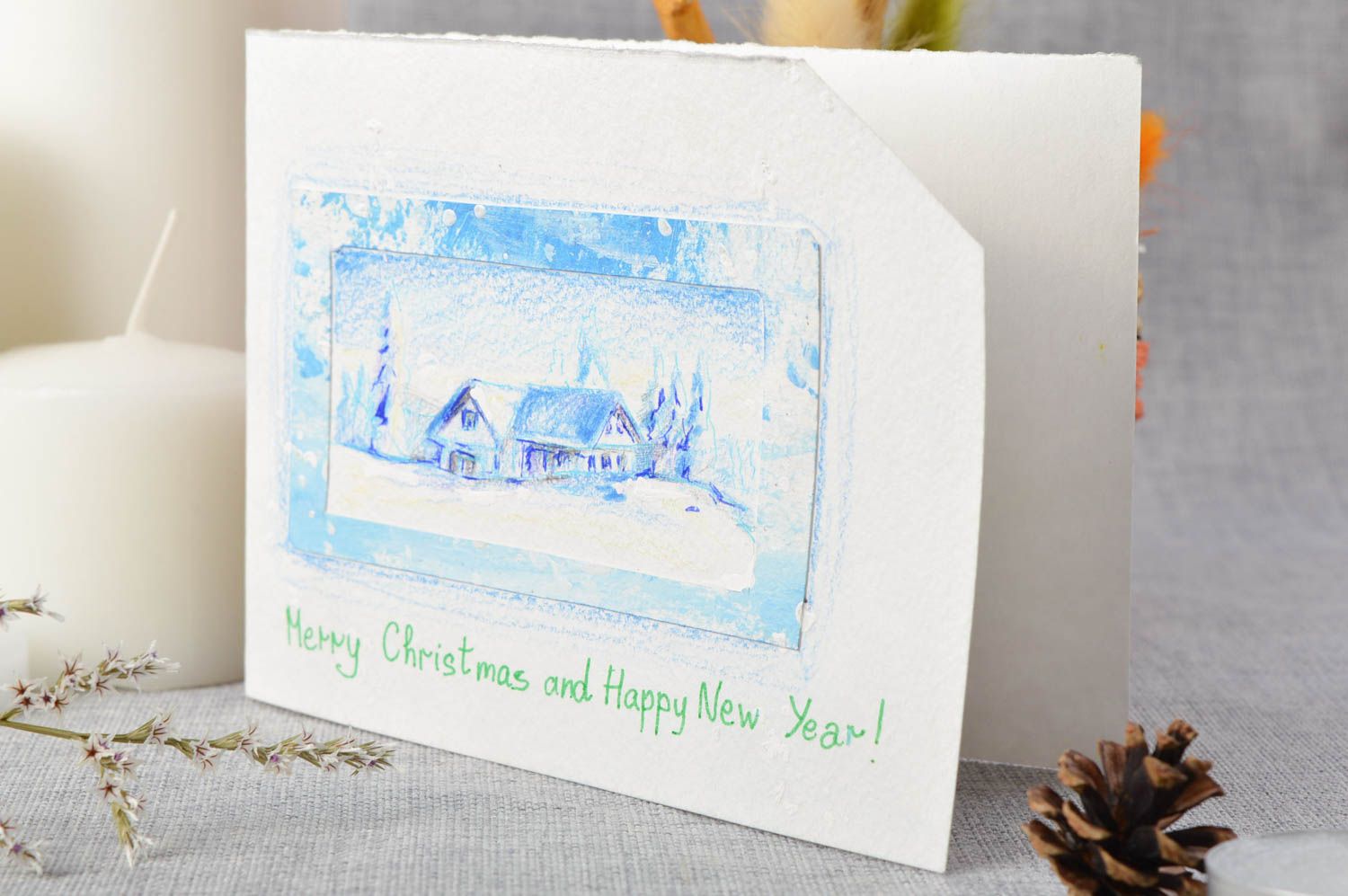Tarjeta navideña hecha a mano postal de felicitación bonita regalo original foto 1