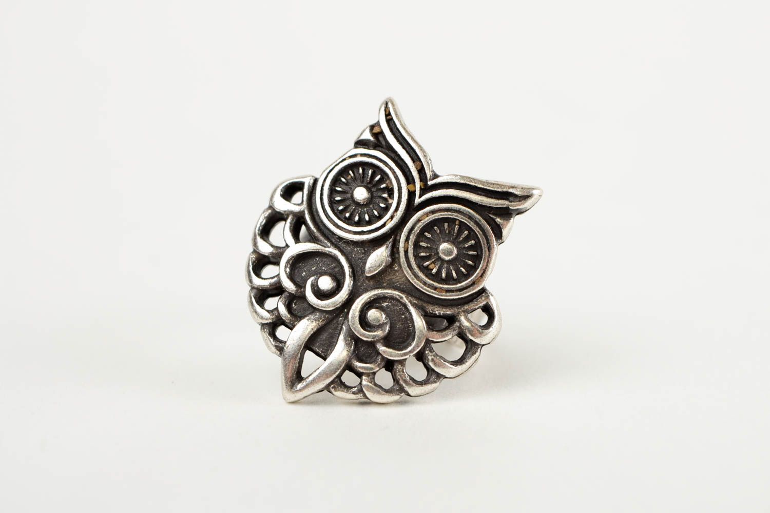 Кольцо ручной работы металлическое кольцо женское кольцо с изображением совы фото 3