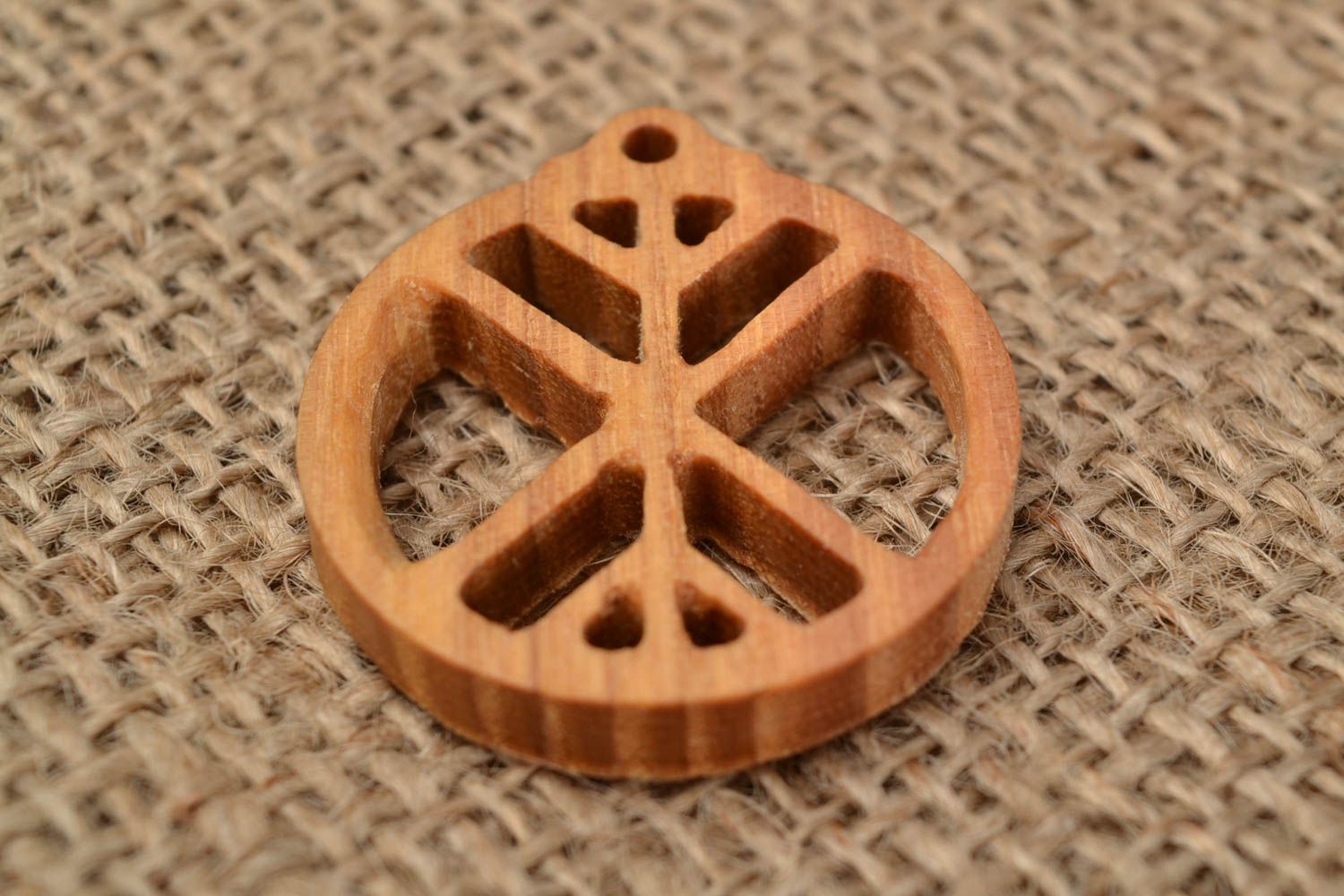 Handmade round pendant made of ash tree with symbol Life tree photo 1