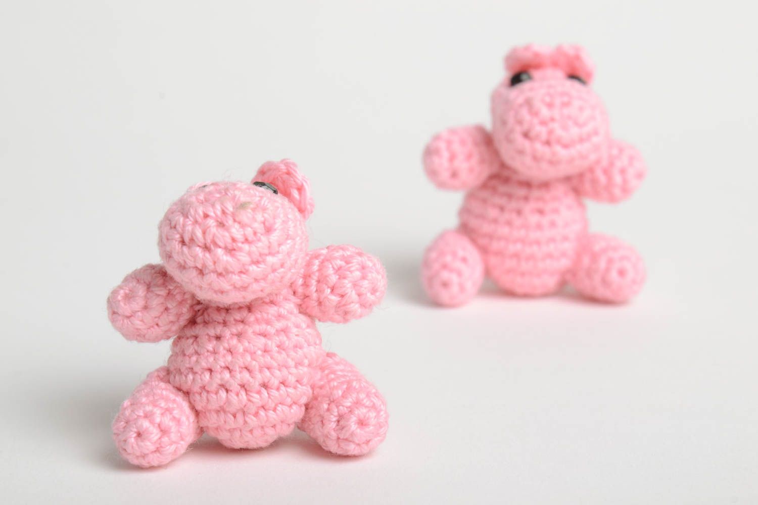 Jouets tricotés Peluches faites main en coton Cadeau enfant Hippopotames photo 3
