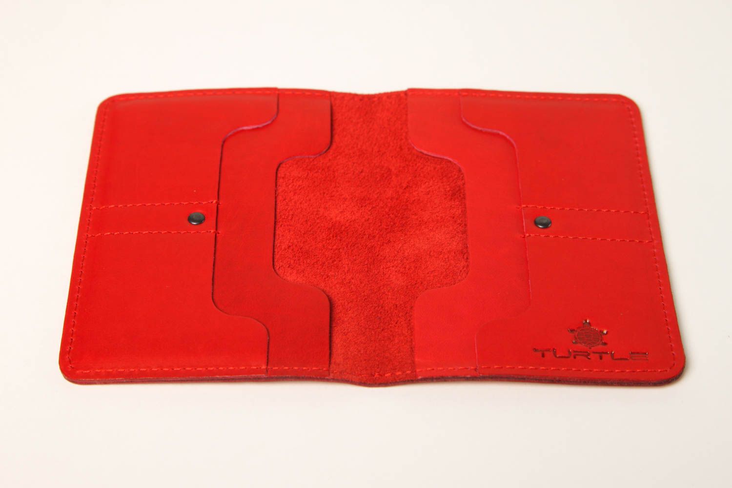 Handmade red leather wallet unusual elegant purse stylish female accessory photo 4