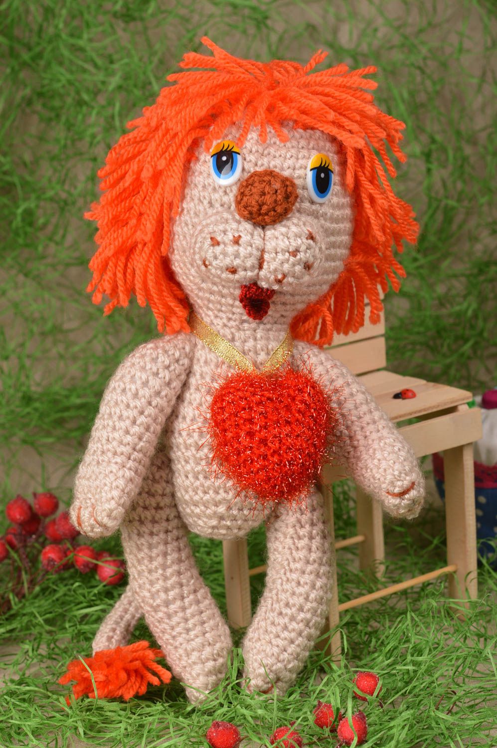 Peluche de animal león bonito hecho a mano juguete para niño regalo original  foto 1