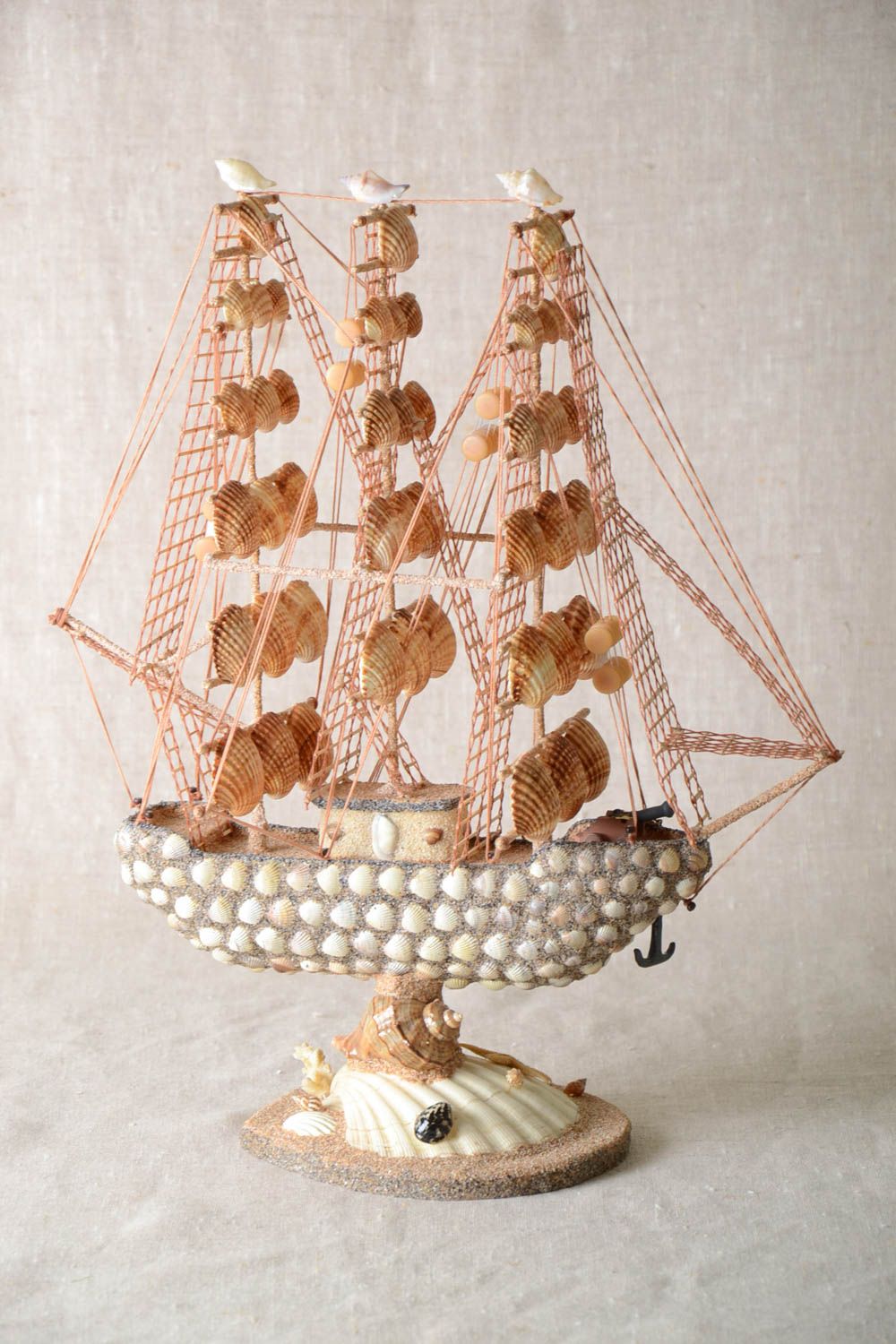 Handmade Maritime Dekoration Tischdeko Schiff Dekoration mit Muscheln Haus Deko foto 2