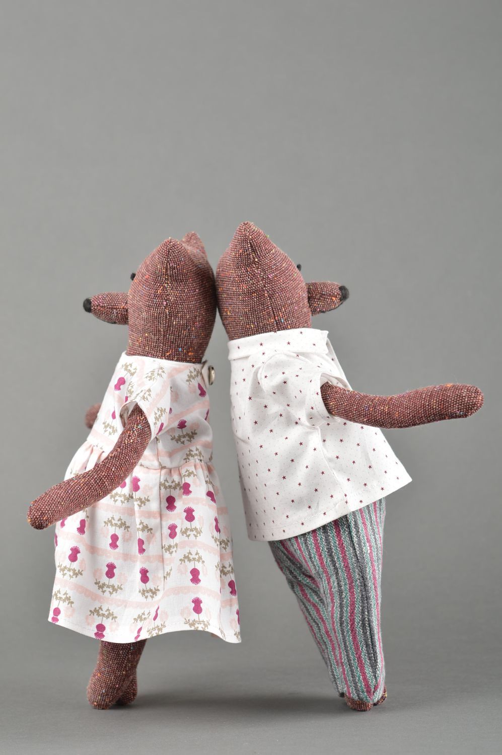 Peluches ours faites main Jouets en tissu de coton Cadeau pour enfant 2 pièces photo 5