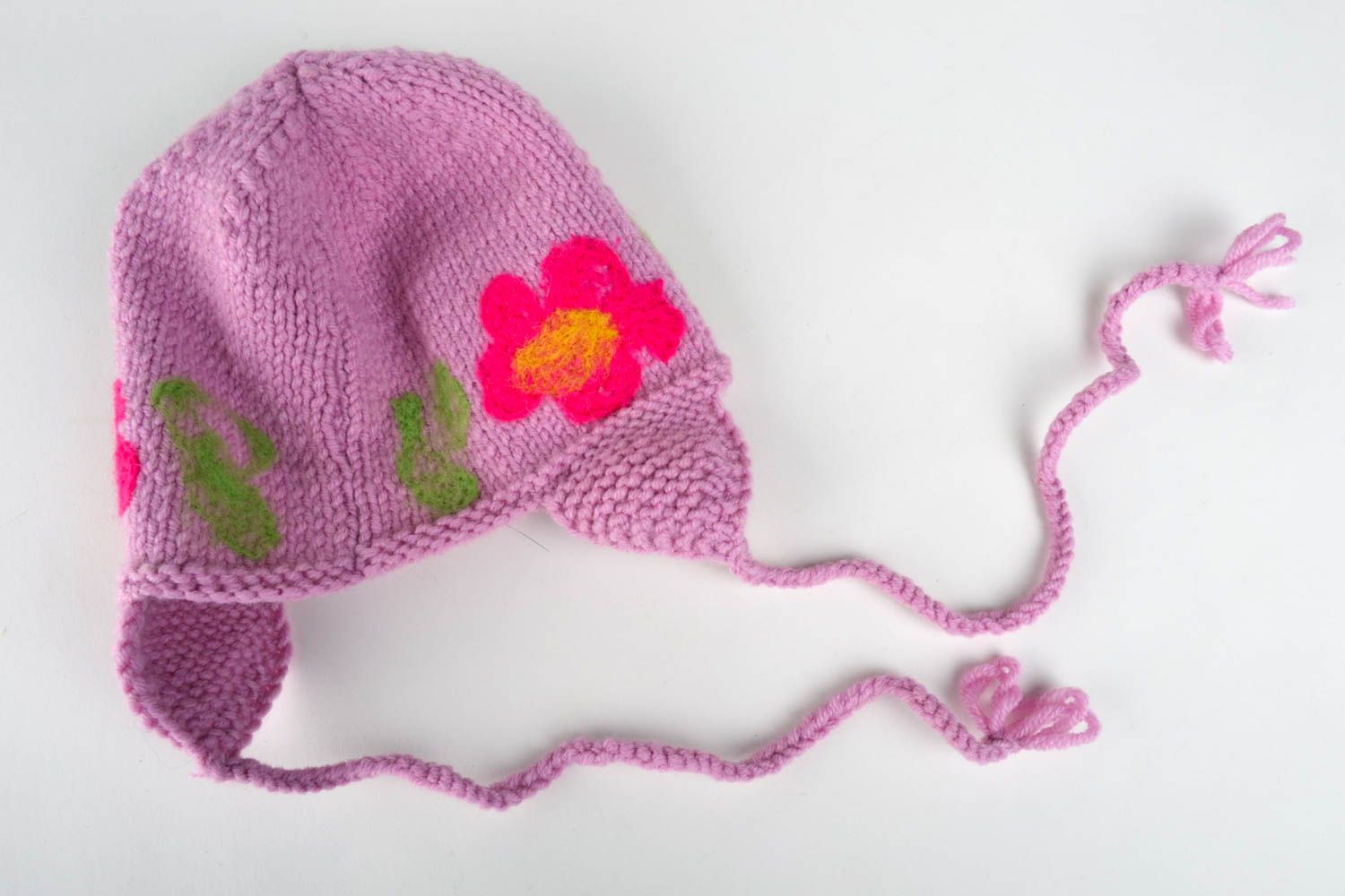 Gestrickte Kindermütze handmade modisches Accessoire Mütze für Kinder in Rosa foto 4