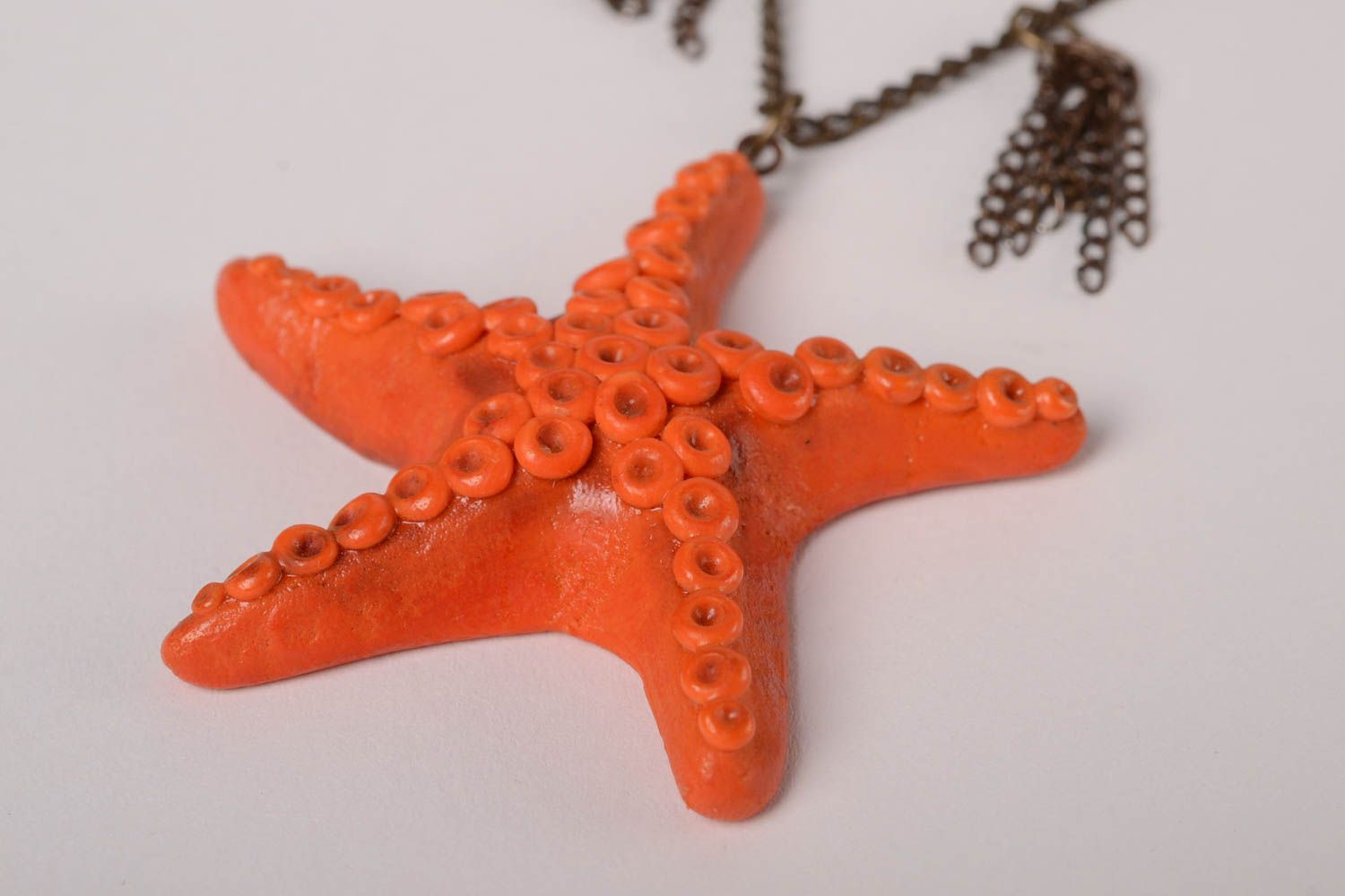 Polymer clay pendant handmade jewelry plastic pendant star   starfish necklace  photo 3