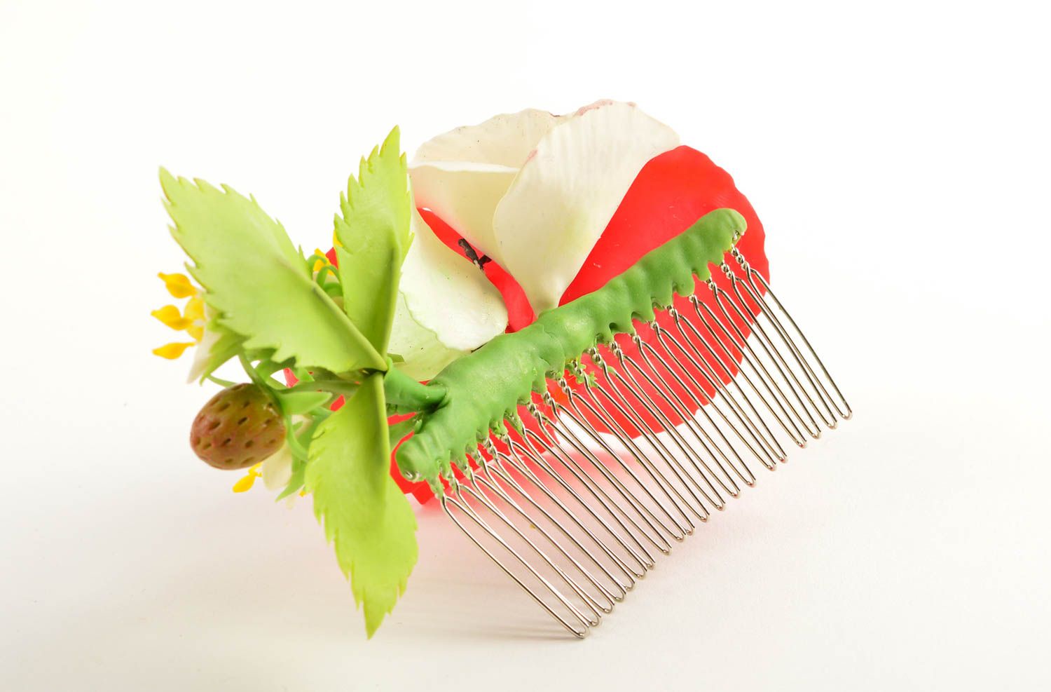 Handmade flower hair comb unusual stylish hair comb beautiful accessory photo 4