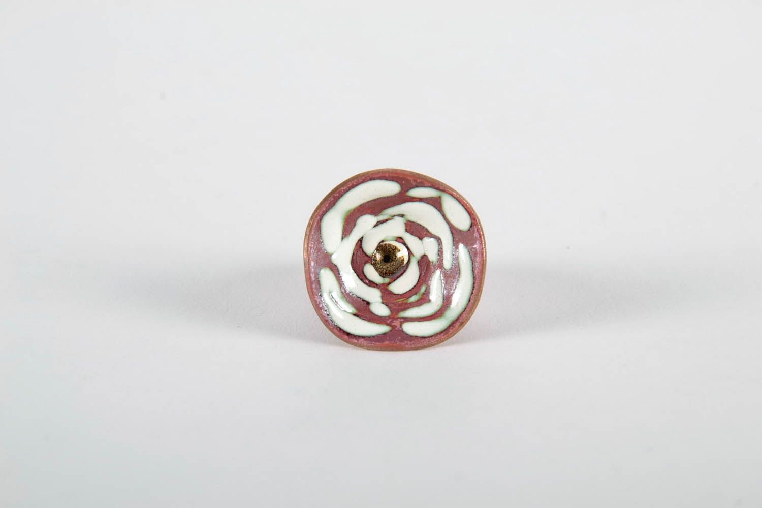 Copper ring with hot enameling photo 3