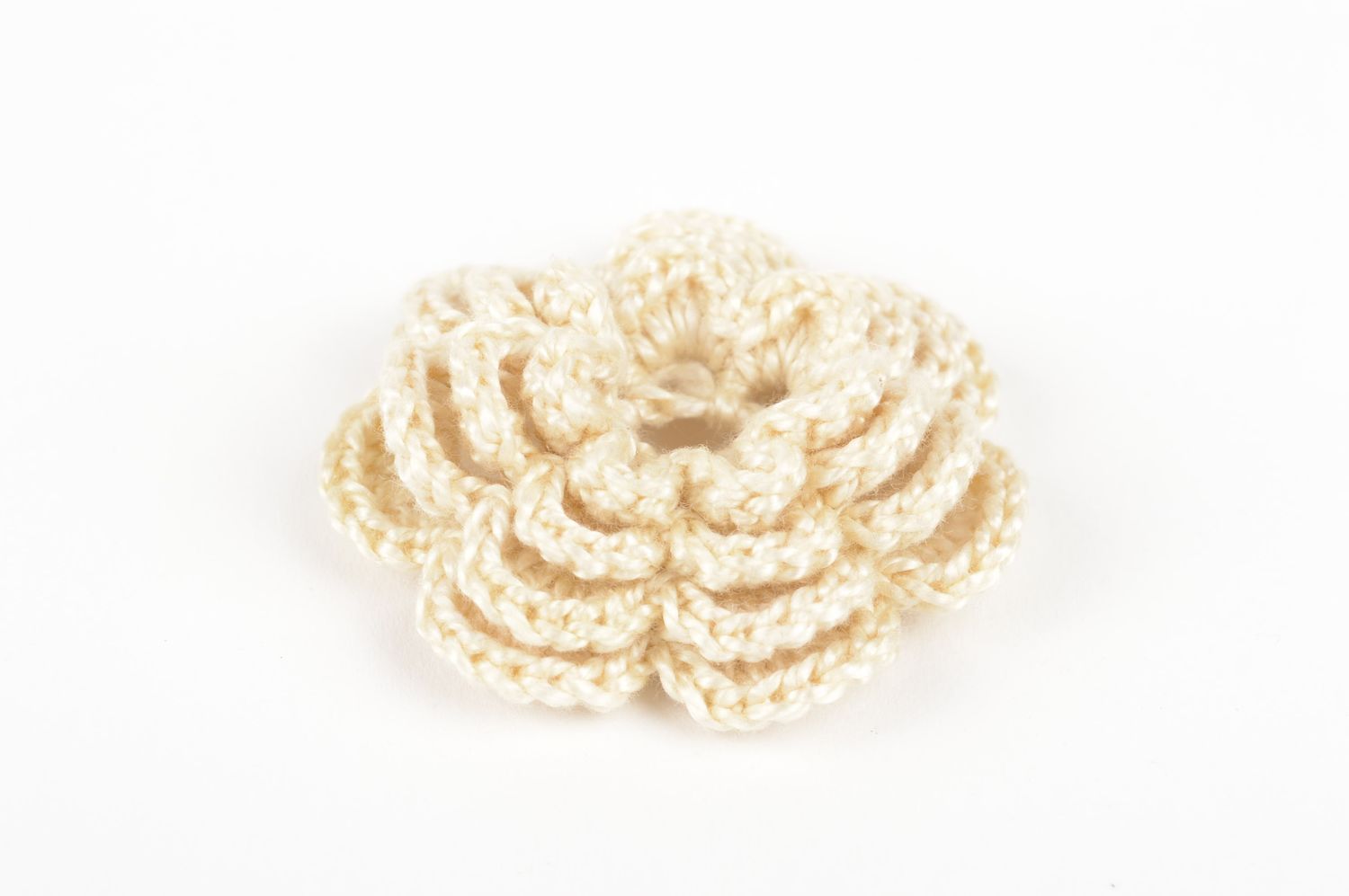 Fleur tricot fait main Fourniture bijoux couleur beige Loisirs créatifs photo 2