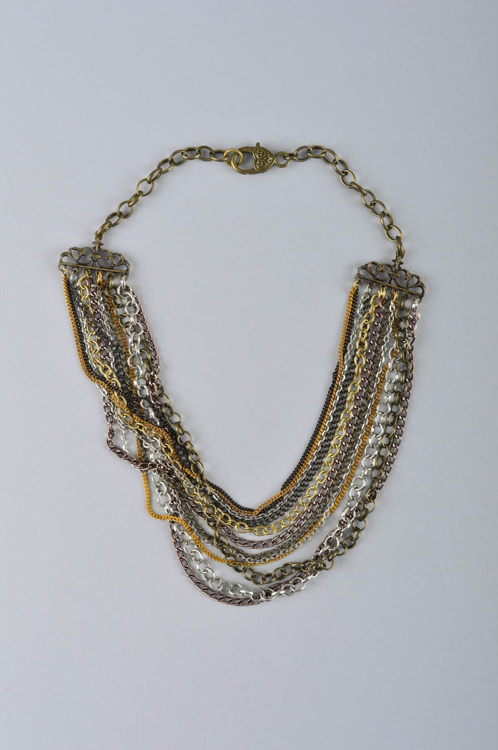 Handmade metal chains stylish necklace unique designer present for woman photo 2