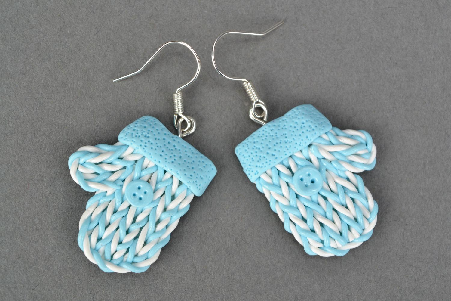 Polymer clay earrings Mittens photo 3