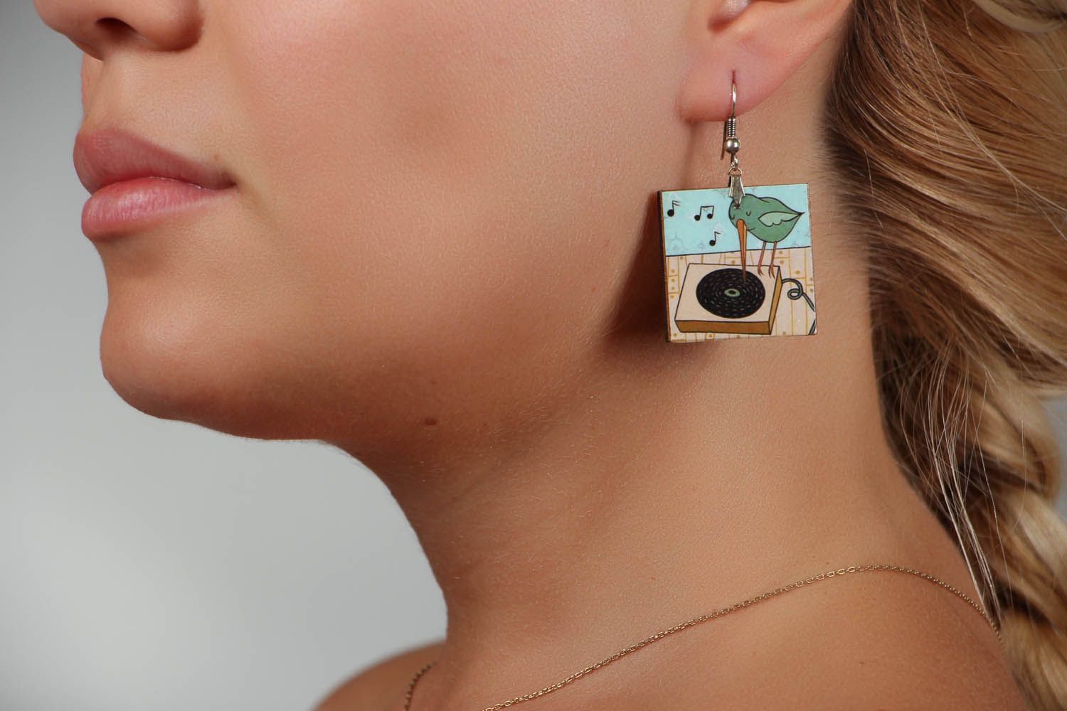 Square polymer clay earrings photo 5