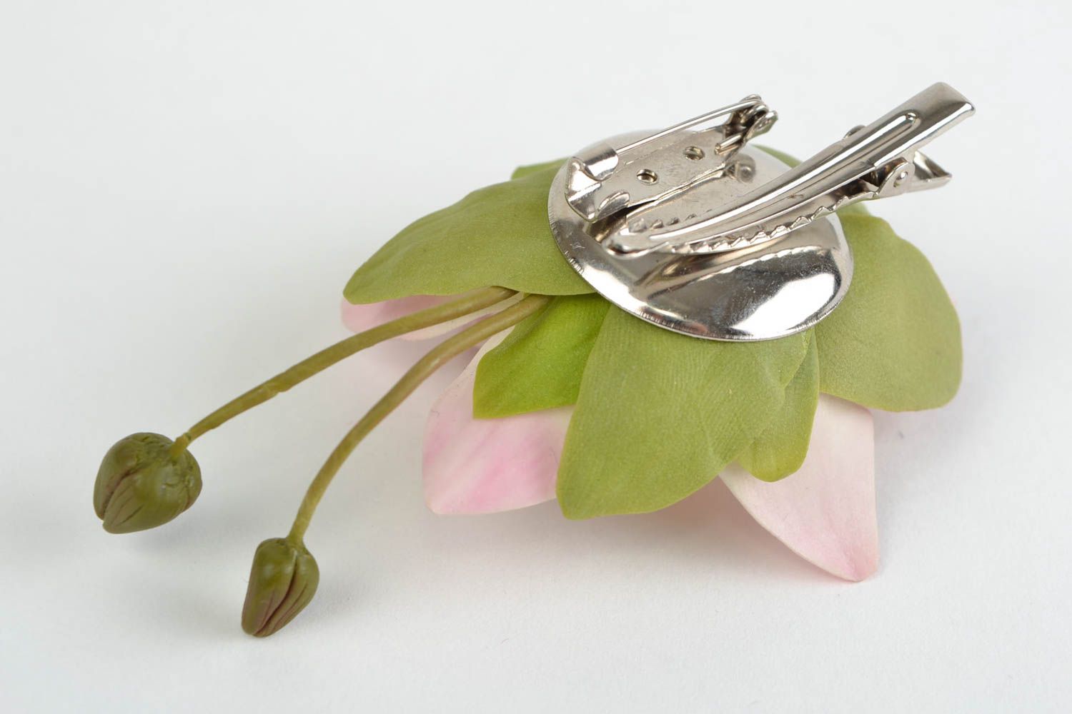 Beautiful women's cold porcelain flower brooch hair clip designer Orchid  photo 5